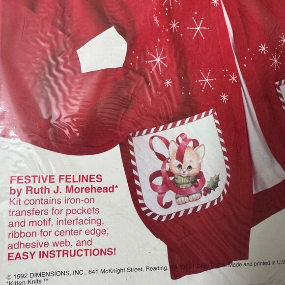 Dimensions Festive Felines Iron-On Transfer Kit Holiday Fashion 1992 Cats Kitten - Picture 3 of 8